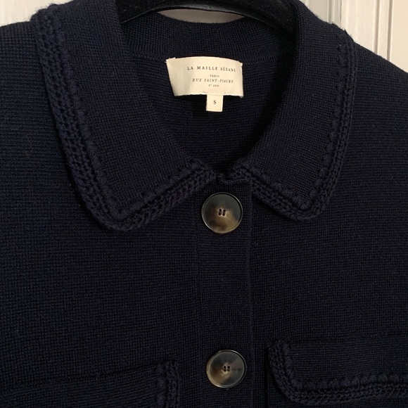 Sezane Betty Cardigan Crochet Navy - Picture 7 of 10